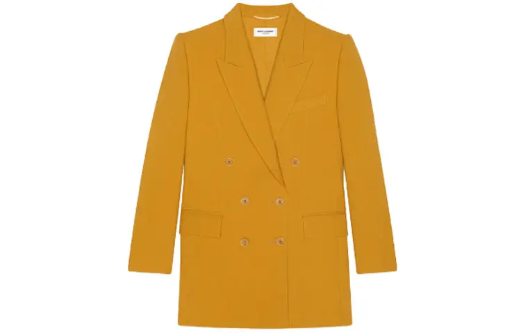 SAINT LAURENT Coats Women's Yellow Suit Collar Moderate