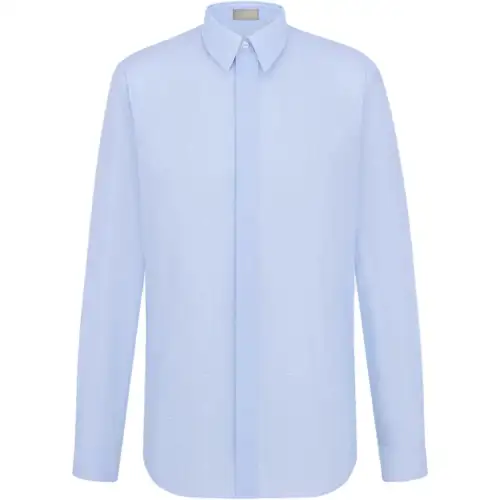 DIOR Shirts Men's Blue Pointed Collar Moderate