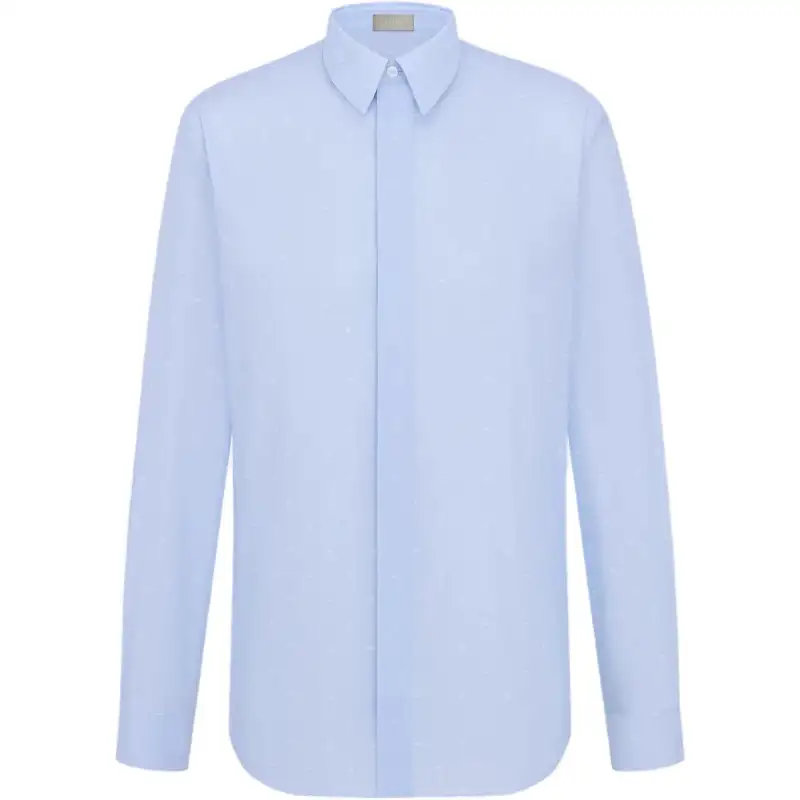 DIOR Shirts Men's Blue Pointed Collar Moderate
