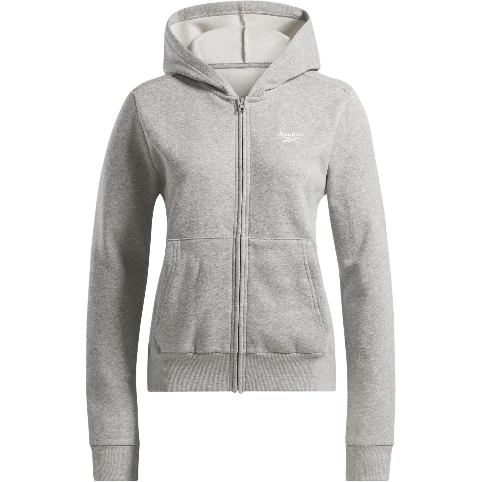 Reebok Identity Small Logo Fleece Zip Up Hoodie Sweatshirt Women's Medium Gray Mixed Color