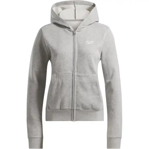 Reebok Identity Small Logo Fleece Zip Up Hoodie Sweatshirt Women's Medium Gray Mixed Color