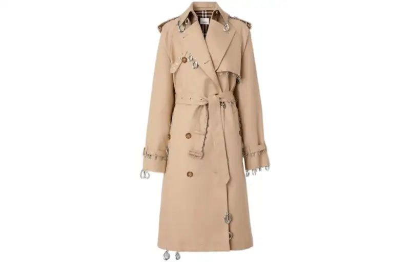 Burberry Coats Women's Beige Lapel Moderate Straight Fit