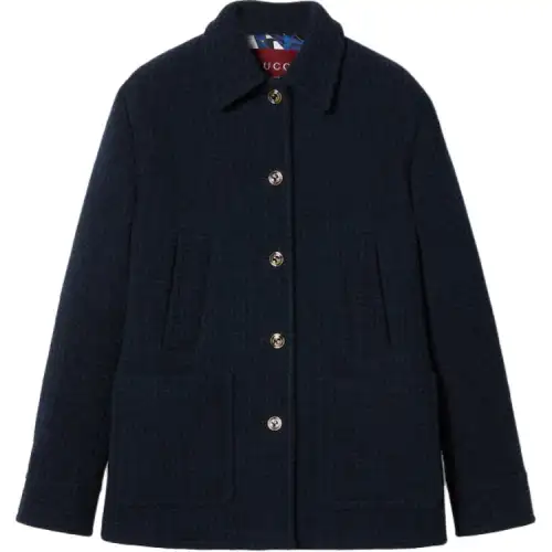 GUCCI Checked Boucle Wool Coat 'Night Sky'