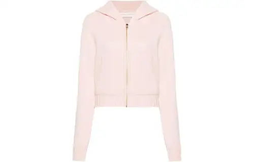PALM ANGELS Logo-Embroidered Zipped Knitted Hoodie
