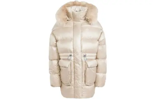 Adidas Originals PUFFED Long Fur Jacket Down Jacket Women's Light Khaki