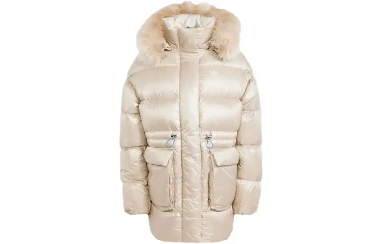 Adidas Originals PUFFED Long Fur Jacket Down Jacket Women's Light Khaki