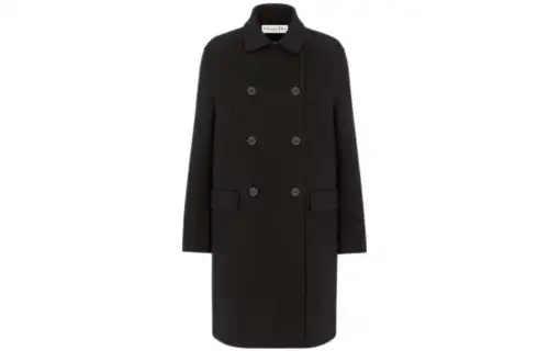 DIOR Coats Women's Black Lapel Moderate Straight Fit