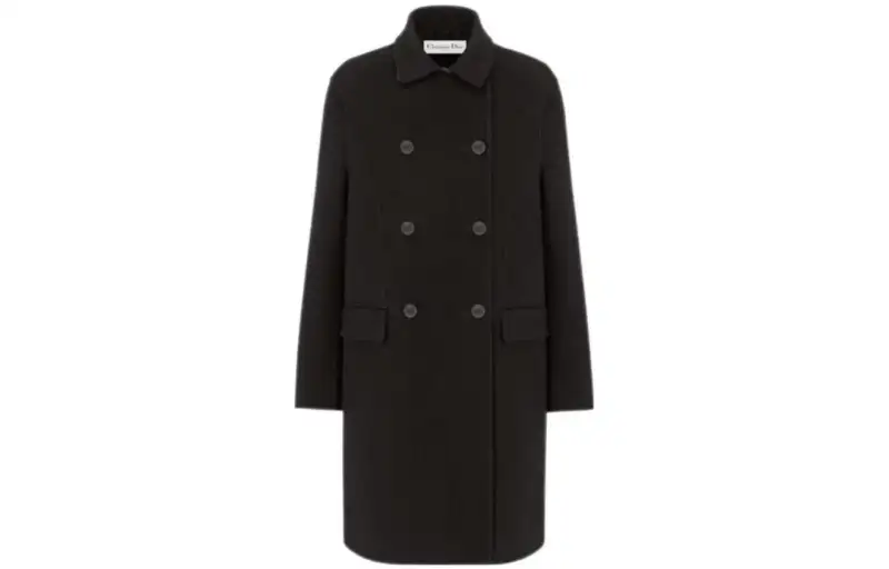 DIOR Coats Women's Black Lapel Moderate Straight Fit