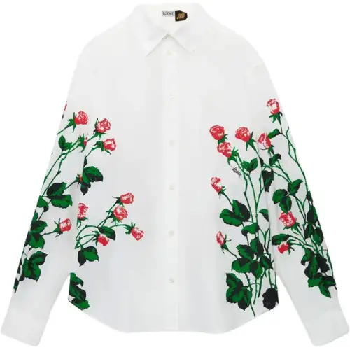 LOEWE Shirts Men's White Lapel Moderate Other