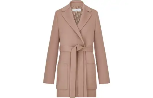DIOR Coats Women's Rose Pink Suit Collar Moderate Straight Fit