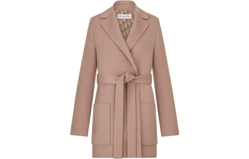 DIOR Coats Women's Rose Pink Suit Collar Moderate Straight Fit