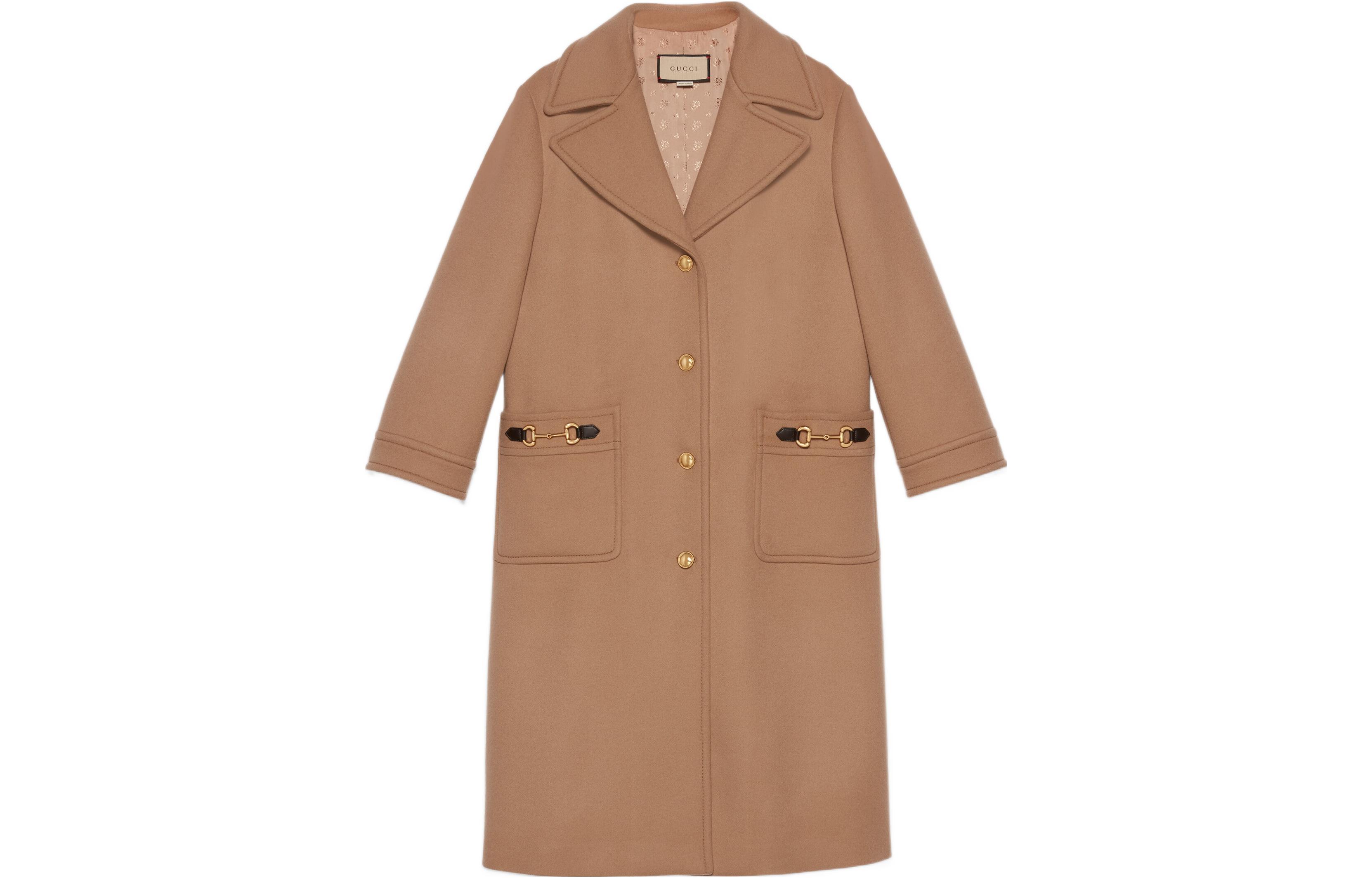 horsebit-detail felt wool coat