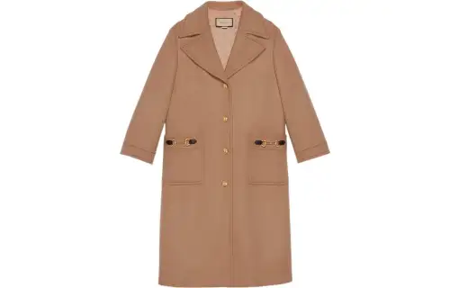 horsebit-detail felt wool coat