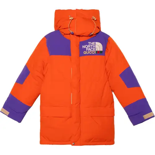 GUCCI X The North Face Long Down Jacket Orange/Purple/Green