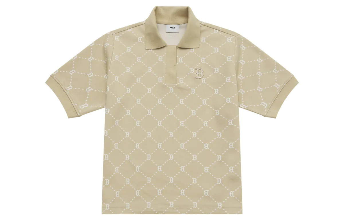 MLB MONOGRAM Collection Boston Red Sox SS25 Polo Shirt Women's Light Beige Yellow