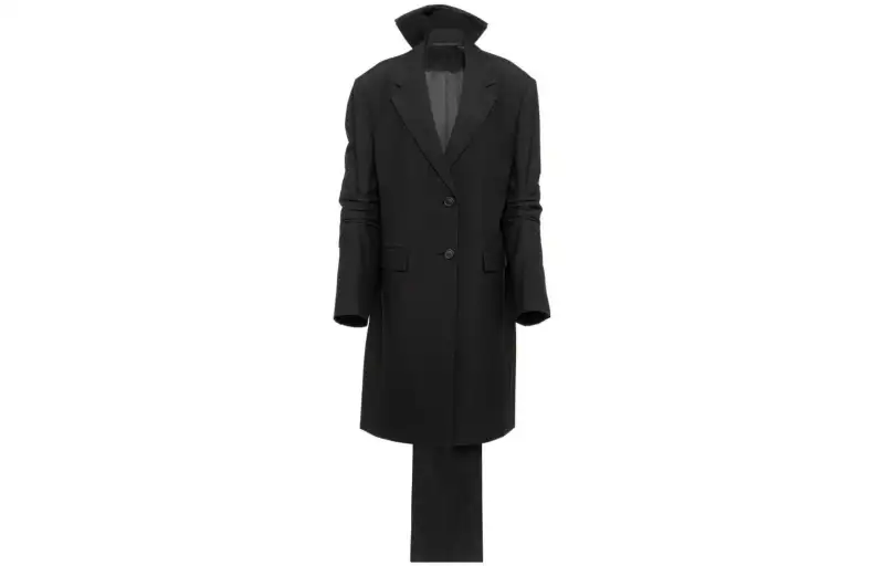PRADA Coats Women's Black Lapel Moderate Straight Fit