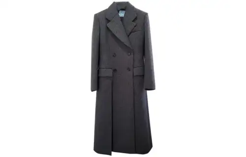 PRADA Coats Women's Gray Suit Collar Thickened Straight Fit
