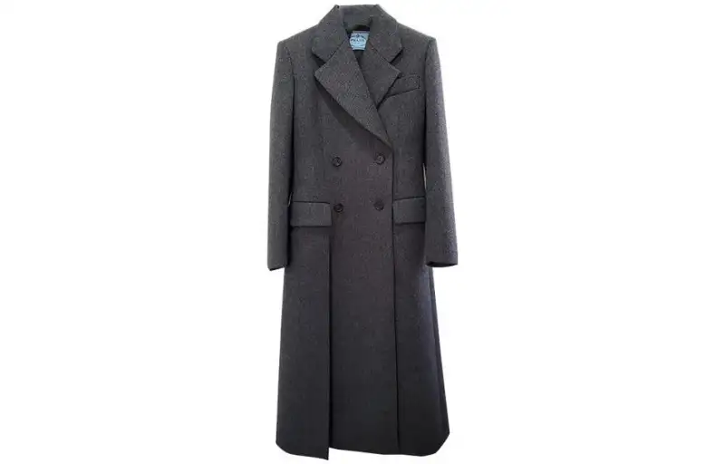 PRADA Coats Women's Gray Suit Collar Thickened Straight Fit