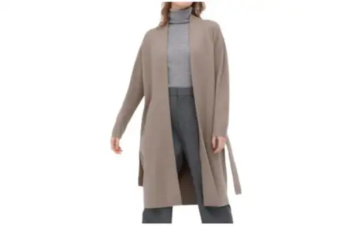 UNIQLO Coats Women's Dark Beige Collarless Moderate Straight Fit