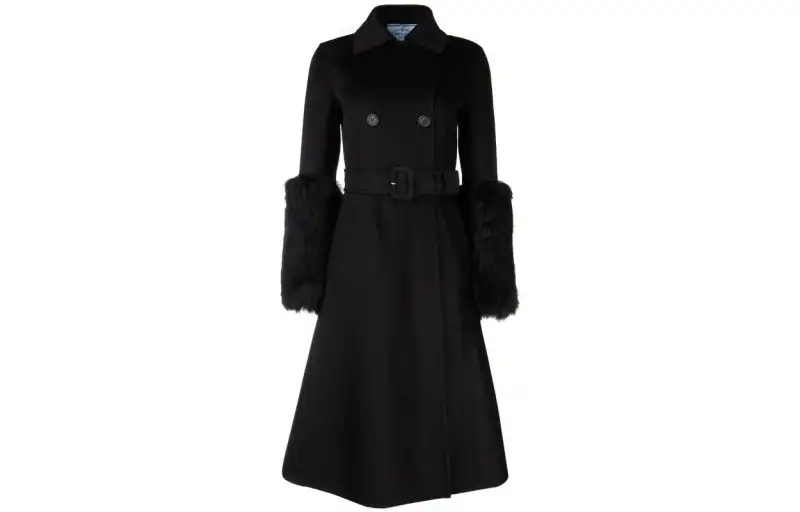PRADA Coats Women's Black Stand Collar Moderate