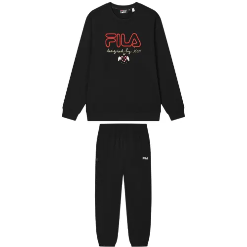 FILA ORIGINALE Crew Neck Brand Logo Pullover Sweatshirt With Fleece Lining And Mid Rise Pants Casual Sportswear Men's