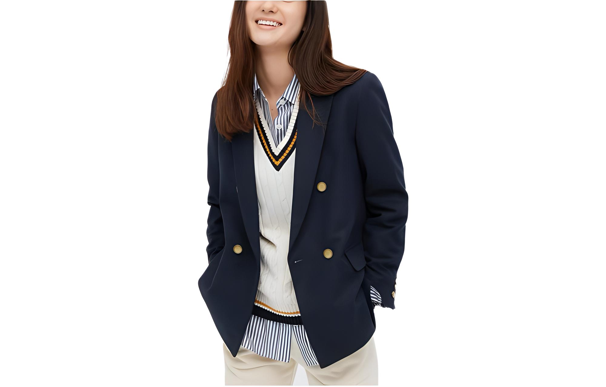 UNIQLO Business Suits Women's Navy Blue Suit Collar Moderate