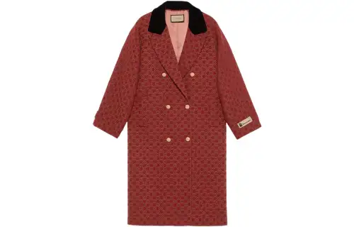GUCCI Chinese New Year Coats Women's Red Suit Collar Moderate Straight Fit