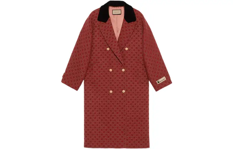 GUCCI Chinese New Year Coats Women's Red Suit Collar Moderate Straight Fit