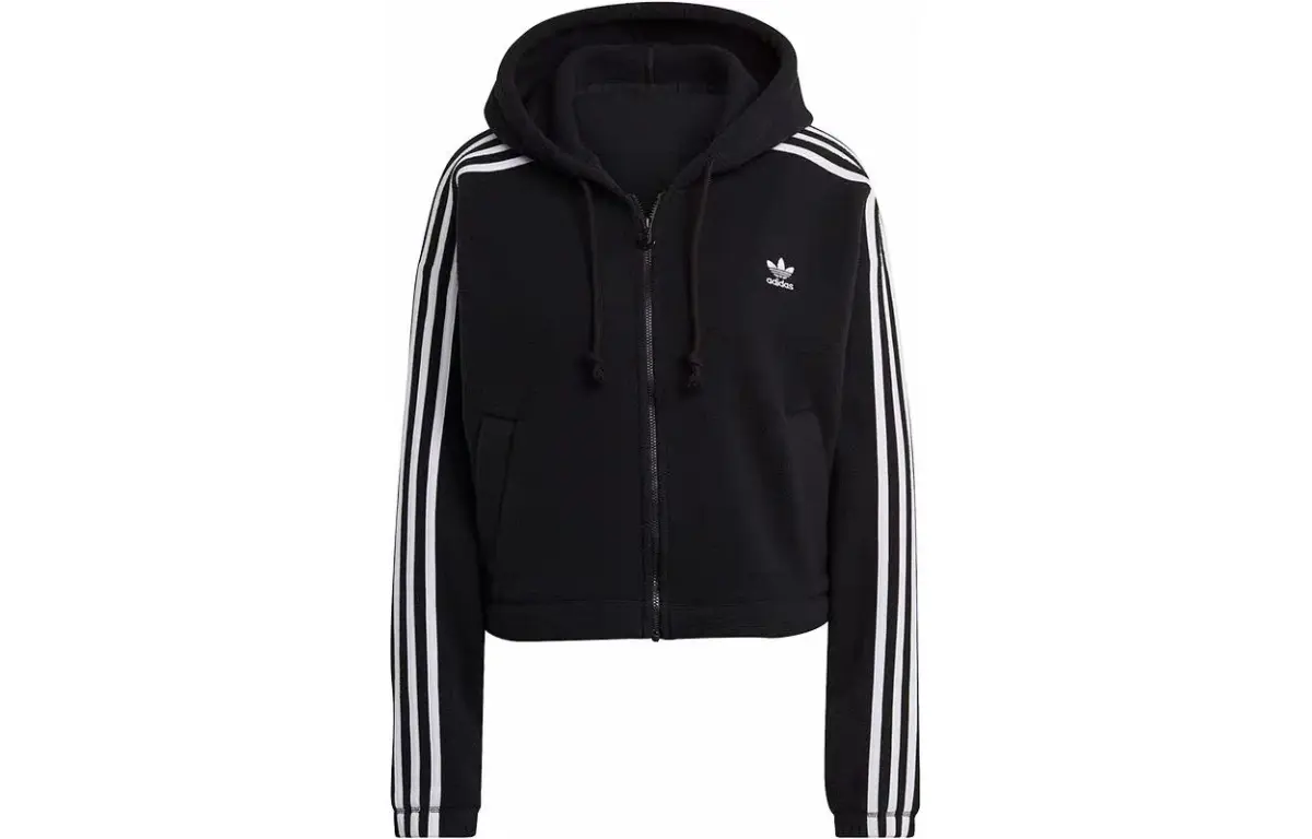 adidas Women's Fleece Hooded Zip-up Jacket Black