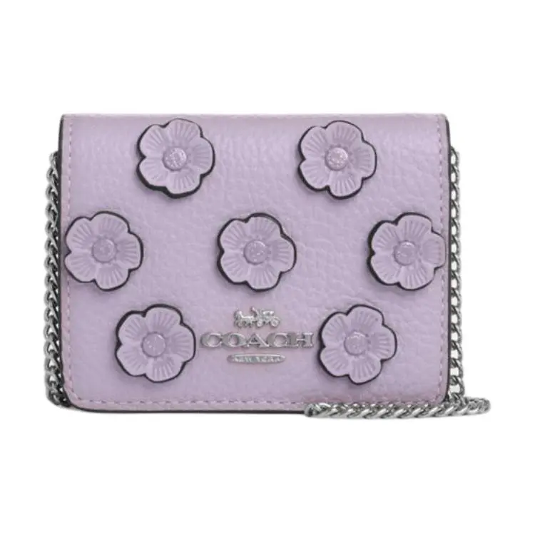 COACH Chain Leather Wallet Women's Violet
