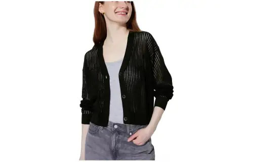 UNIQLO Knitwear Women's Black V Neck Moderate Cardigan