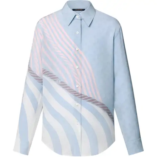 LOUIS VUITTON Wave Print Silk Shirt