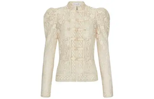 DIOR Business Suits Women's Ecru Stand Collar Moderate
