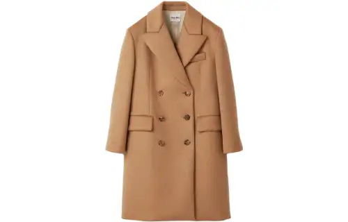 MIU MIU Coats Women's Camel Brown Lapel Moderate Straight Fit