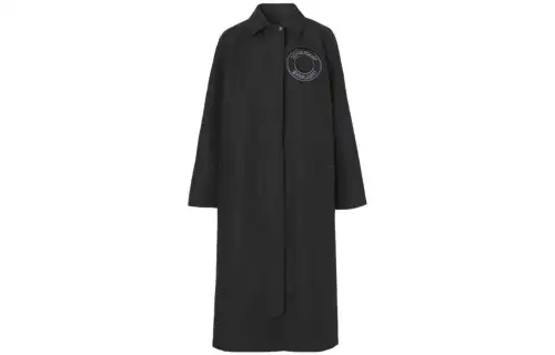 Burberry Coats Women's Black Square Collar Moderate Straight Fit