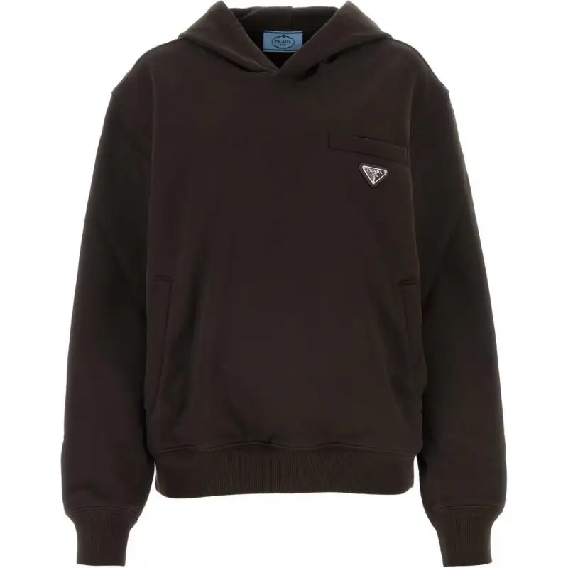 PRADA Triangle logo Cotton Hoodie