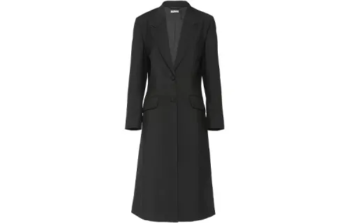 MIU MIU Coats Women's Black Lapel Moderate Straight Fit