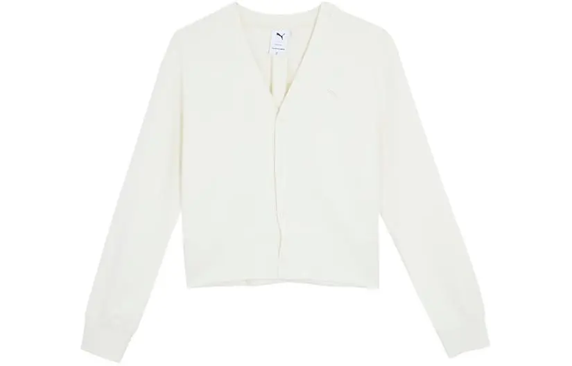 PUMA Knitwear Women's White V-neck Moderate Other