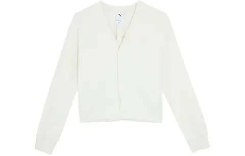 PUMA Knitwear Women's White V-neck Moderate Other