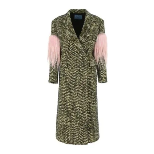 PRADA Fringed Chevron Knitted Coat