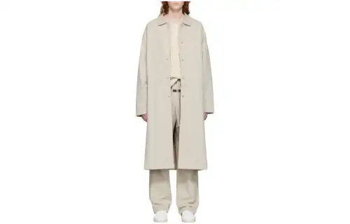 Fear Of God Essentials Coats Women's Smoke Gray Lapel Moderate Straight Fit