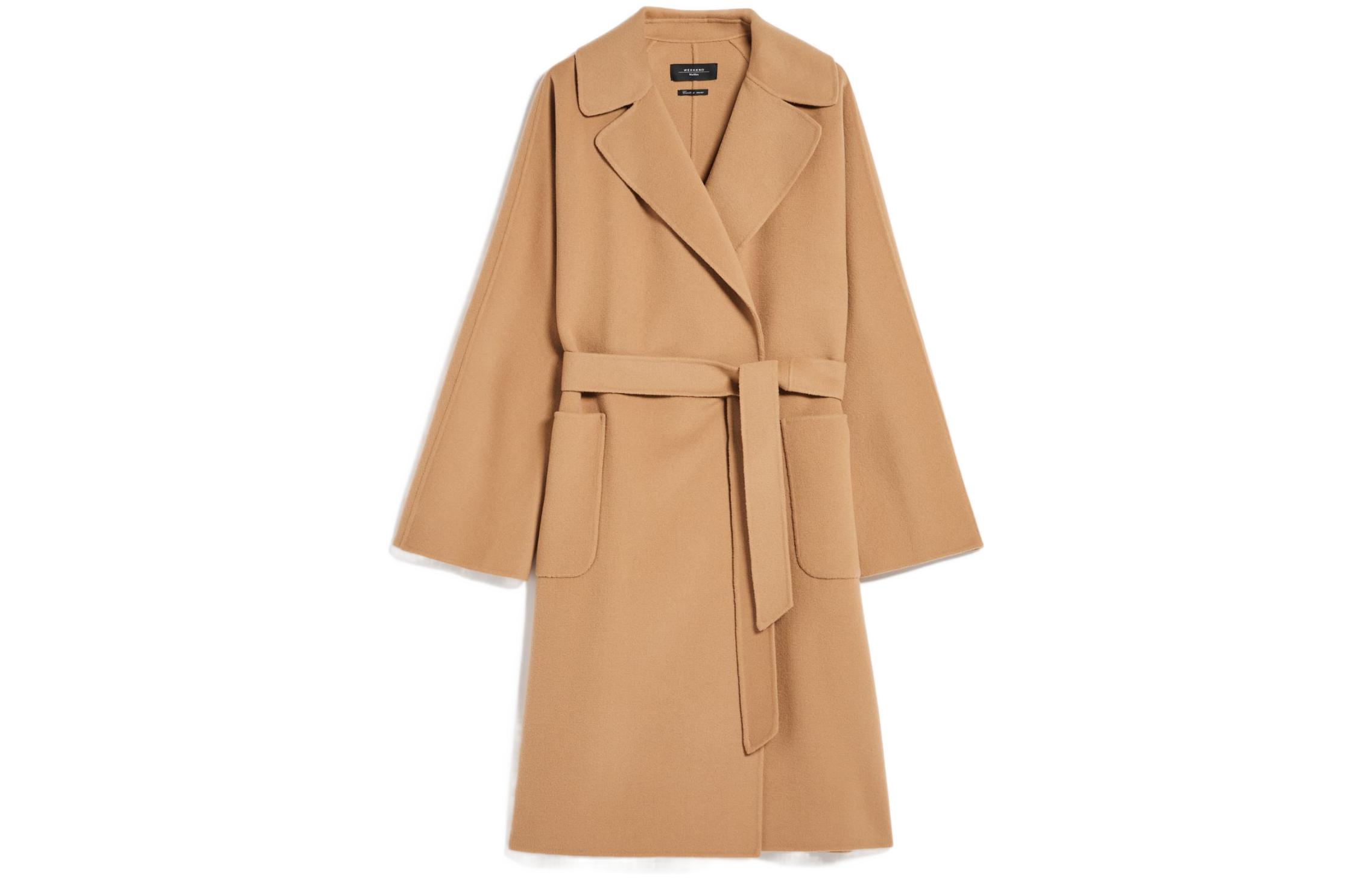 WEEKEND MaxMara Rovo Series Solid Color Lapel Lapel Long Sleeve Coat Women's Camel
