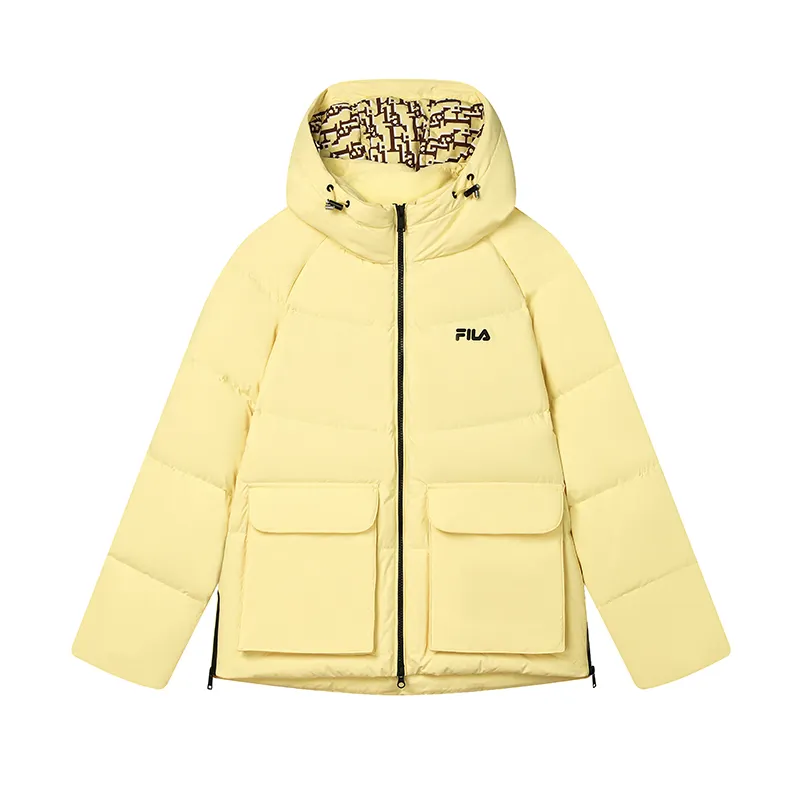 FILA Down Jacket Women's Yellow Floral Rhododendron