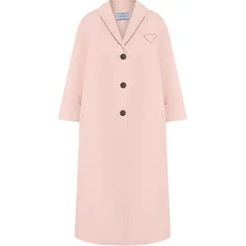 PRADA Coats Women's Pink Lapel Moderate Straight Fit