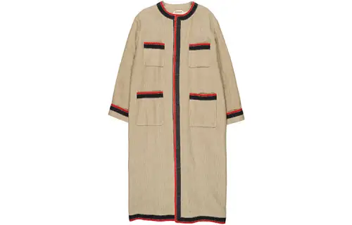GUCCI Coats Women's Brown Collarless Moderate Straight Fit
