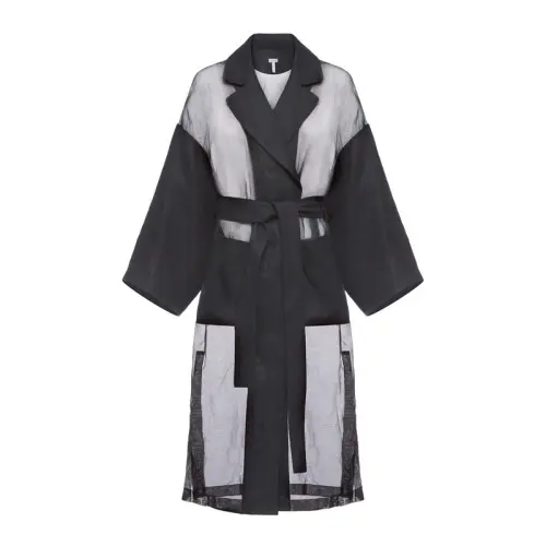 LOEWE Coats Women's Black Lapel Moderate Straight Fit