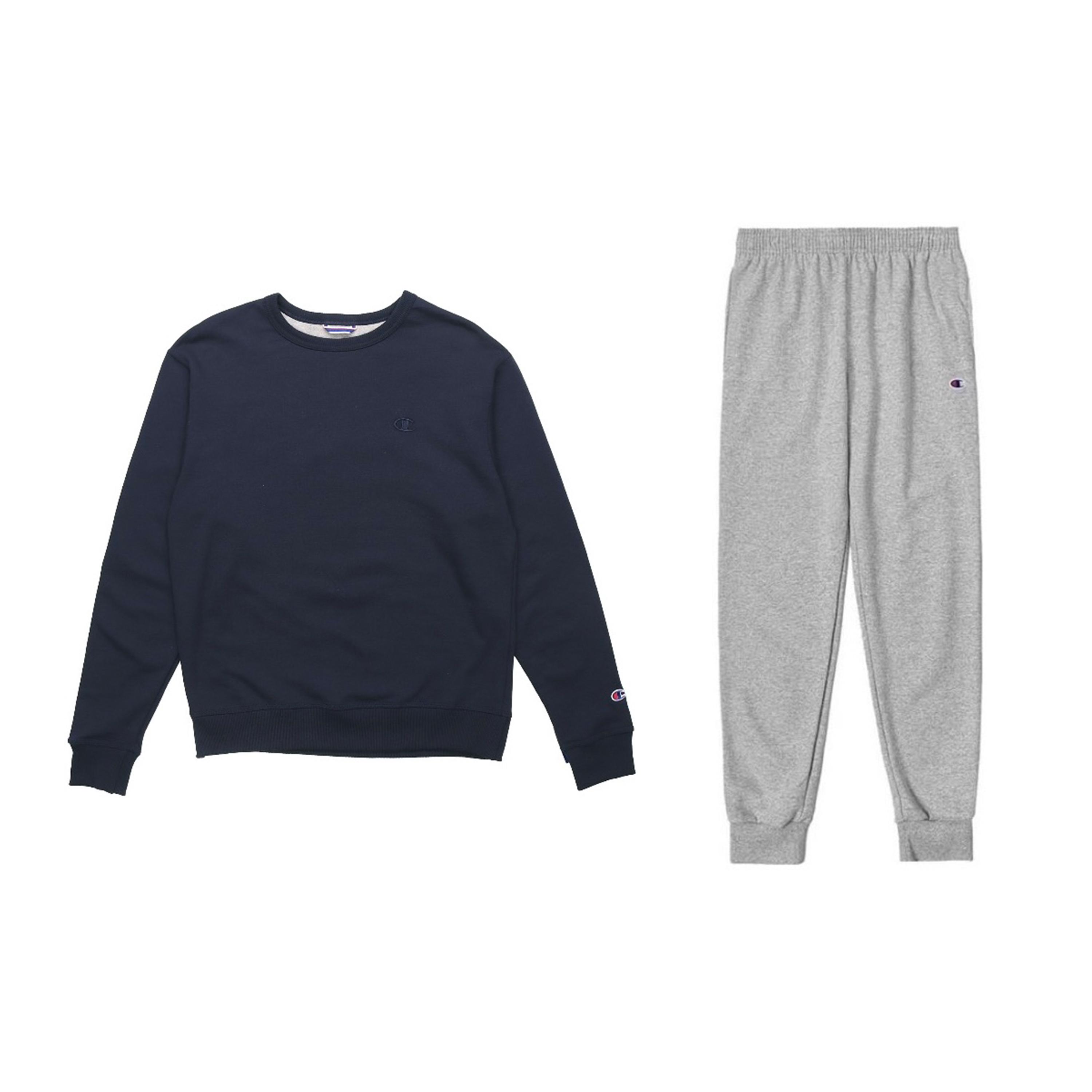Champion Double Label Embroidery Crew Neck Fleece Lined Thickened Sweatshirt With Fitted Cuff Pants Casual Sportswear