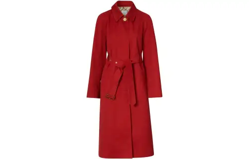 Burberry Coats Women's Red Lapel Moderate Straight Fit