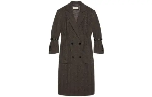 GUCCI Coats Women's Dark Gray Lapel Moderate