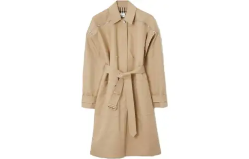 Burberry Coats Women's Khaki Lapel Moderate Straight Fit